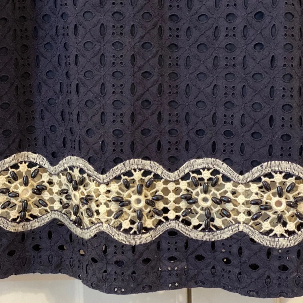 Calypso St. Barth Navy Lace Beaded Shift Dress - Picture 8 of 8